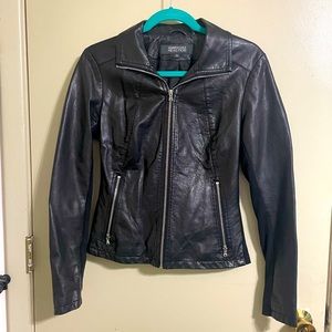 Kenneth Cole Reaction Black Leather Jacket Size S